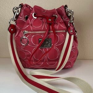 Coach POPPY 17930 cinch top bucket bag with matching long strap